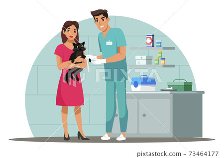 Vector character illustration veterinary scene 73464177