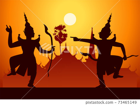 traditional dance drama art of Thai classical... - Stock Illustration  [73465149] - PIXTA