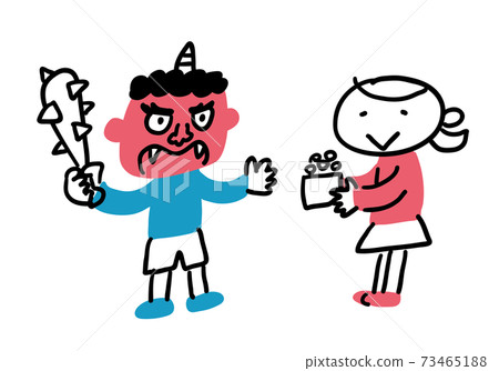 A child dressed as a demon in Setsubun A child dressed as a demon in Setsubun 73465188