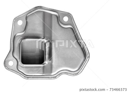 bottom assy oil of gray metal, the spare part strainers cleaner a  isolated on a white background bottom view with copy space. 73466373