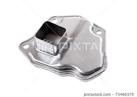 assy oil bottom view made of gray metal, the spare part strainers cleaner a  isolated on a white background. 73466379