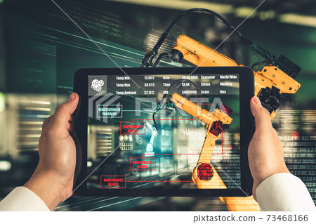 Engineer controls robotic arms by augmented reality industry technology Engineer controls robotic arms by augmented reality industry technology 73468166