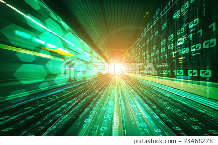 Digital data flow on road with motion blur to create vision of fast speed transfer Digital data flow on road with motion blur to create vision of fast speed transfer 73468278