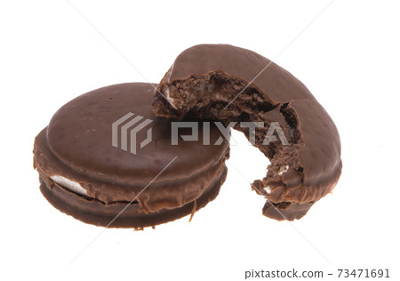 chocolate double cookie isolated chocolate double cookie isolated 73471691