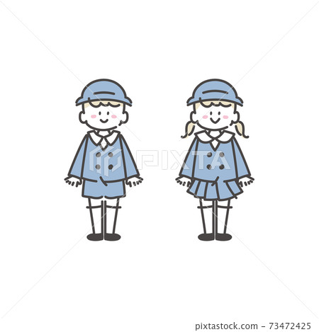 Illustration of kindergarten children lined up 73472425