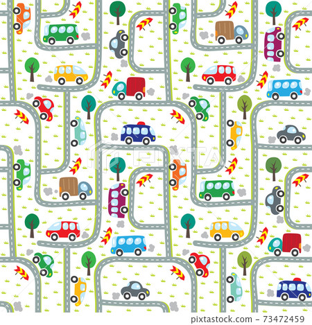Cars on the road. Seamless pattern. Cars on the road. Seamless pattern. 73472459
