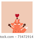 Happy cute cartoon fox with love heart 73472914
