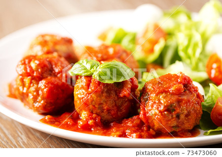 Handmade Meatballs with Side Salad. High quality photo Handmade Meatballs with Side Salad. High quality photo 73473060