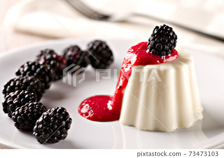 Panna Cotta with Fresh Berries. High quality photo 73473103
