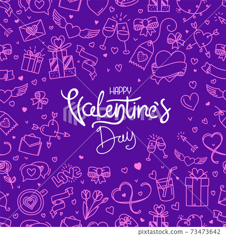 Valentines Day banner with lettering inscription Valentines Day banner with lettering inscription 73473642