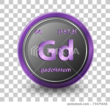 Gadolinium chemical element. Chemical symbol with atomic number and atomic mass. 73475648