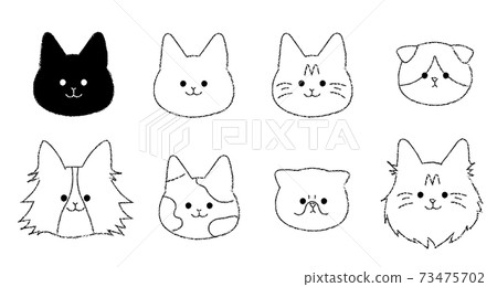 Monochrome cat illustration set Monochrome cat illustration set 73475702