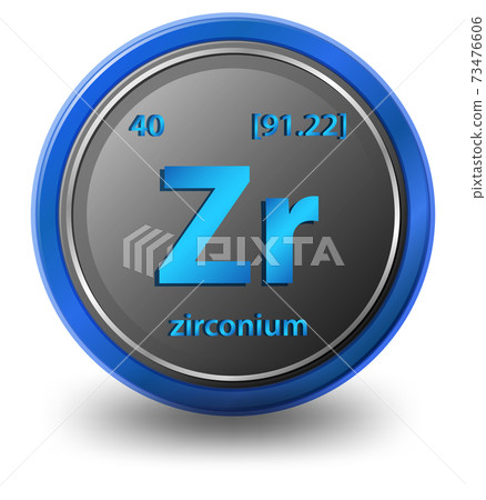 Zirconium chemical element. Chemical symbol with atomic number and atomic mass. 73476606