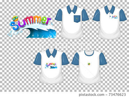 Summer font logo with many types of shirts on... - Stock Illustration ...