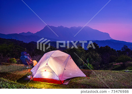 Tourist tent on the hill at San Pa Kia, Doi Mae Ta Man in Chiang Dao, Chiang mai, Thailand. Tourist tent on the hill at San Pa Kia, Doi Mae Ta Man in Chiang Dao, Chiang mai, Thailand. 73476986
