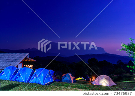 Tourist tent on the hill at San Pa Kia, Doi Mae Ta Man in Chiang Dao, Chiang mai, Thailand. Tourist tent on the hill at San Pa Kia, Doi Mae Ta Man in Chiang Dao, Chiang mai, Thailand. 73476987