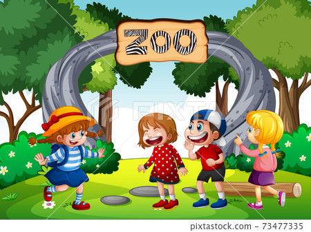 Children in the zoo scene Children in the zoo scene 73477335