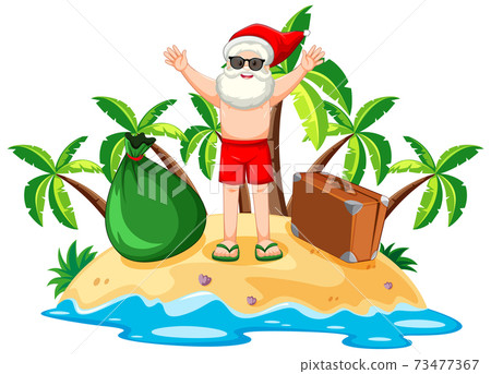 Santa Claus on the beach island for Summer Christmas 73477367
