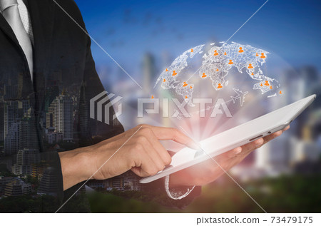 social network and connection concept. 73479175