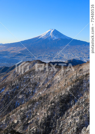 Mt. Fuji seen from Mitsutoge in severe winter 73480516