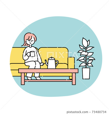 A woman relaxing on the sofa A woman relaxing on the sofa 73480734