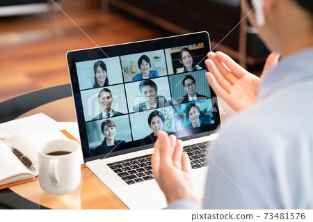 Men having an online meeting with remote work 73481576