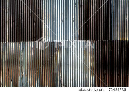 Corrugated sheet texture of rusty galvanized iron 73483286