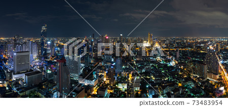 Bangkok business district cityscape with skyscraper at twilight, Thailand - Panorama Bangkok business district cityscape with skyscraper at twilight, Thailand - Panorama 73483954