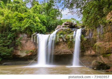 Haew Suwat waterfall in forest at Khao Yai National Park, Thailand 73483957