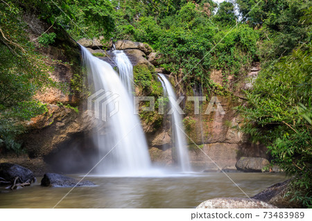 Haew Suwat waterfall in forest at Khao Yai National Park, Thailand 73483989