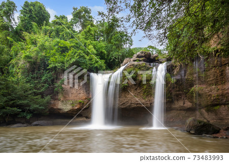 Haew Suwat waterfall in forest at Khao Yai National Park, Thailand Haew Suwat waterfall in forest at Khao Yai National Park, Thailand 73483993