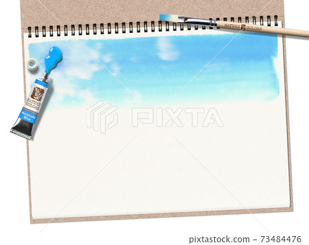 寫生用水彩，顏料和畫筆描繪天空 73484476