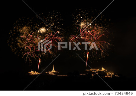 Firework over Khao Wang Palace, Petchaburi, Thailand 73484949