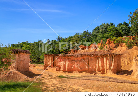 Phae Mueang Phi Forest Park, sandstone erosion canyon, famous tourist destination in Phrae, Thailand Phae Mueang Phi Forest Park, sandstone erosion canyon, famous tourist destination in Phrae, Thailand 73484989