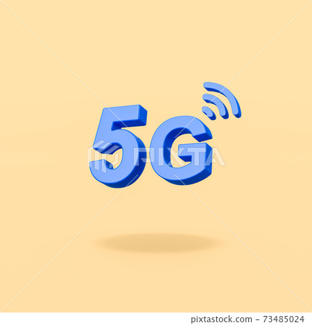 5G 3D Text on Yellow Background 73485024