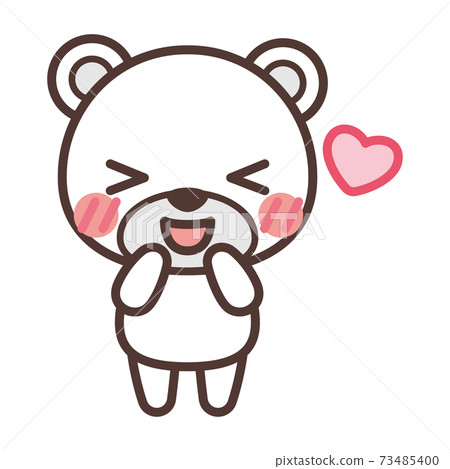 A cute polar bear character who is happy and has a heart A cute polar bear character who is happy and has a heart 73485400