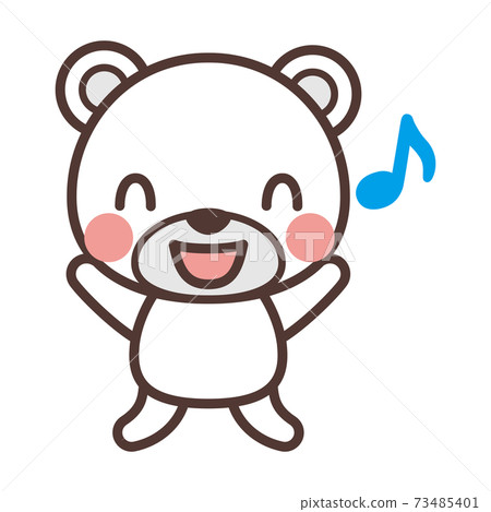 A cute polar bear character that jumps happily A cute polar bear character that jumps happily 73485401