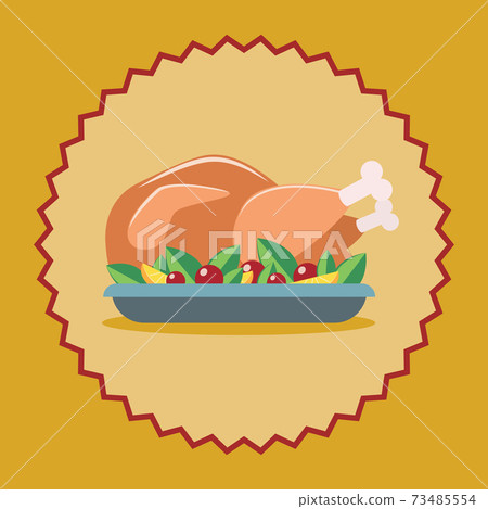 Roasted turkey on a plate - Stock Illustration [73485554] - PIXTA