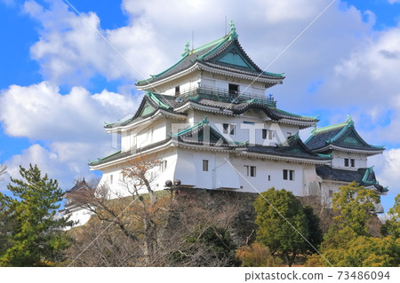 [和歌山縣]天氣晴朗的和歌山城，大小城堡塔 73486094