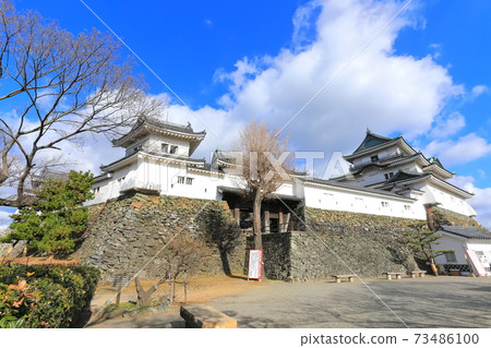 [和歌山縣]天氣晴朗時和歌山城的城堡塔 73486100