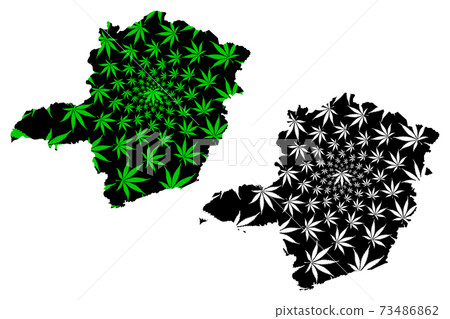 Minas Gerais (Region of Brazil, Federated state, Federative Republic of Brazil) map is designed cannabis leaf green and black, Minas Gerais map made of marijuana (marihuana,THC) foliage.... Minas Gerais (Region of Brazil, Federated state, Federative Republic of Brazil) map is designed cannabis leaf green and black, Minas Gerais map made of marijuana (marihuana,THC) foliage.... 73486862