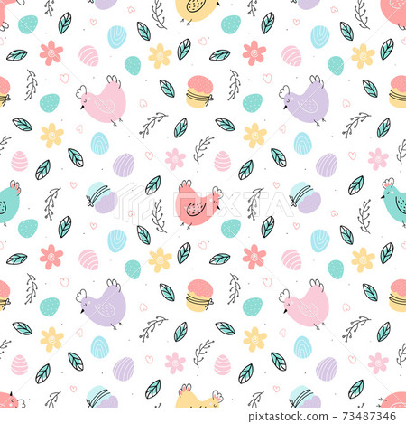 Chicken and eggs easter pattern. Design for Easter 73487346