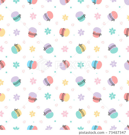 Easter cake seamless pattern. Vector illustration in flat cartoon style. Easter cake seamless pattern. Vector illustration in flat cartoon style. 73487347