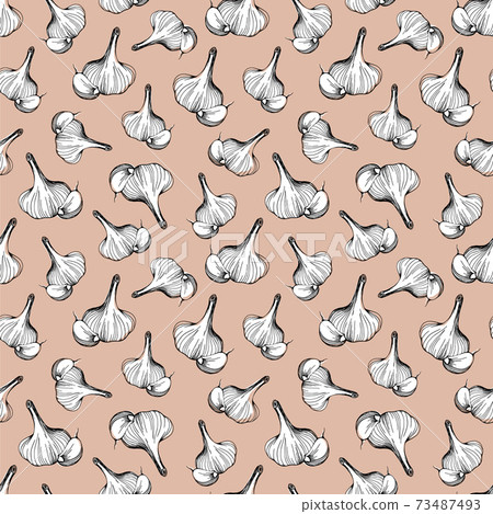 Seamless pattern of garlic. Garlic pattern on... - Stock Illustration ...