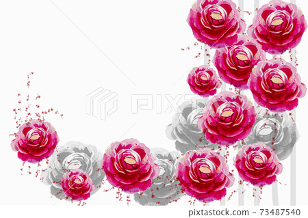 Painting pink color flower of roses. 73487540