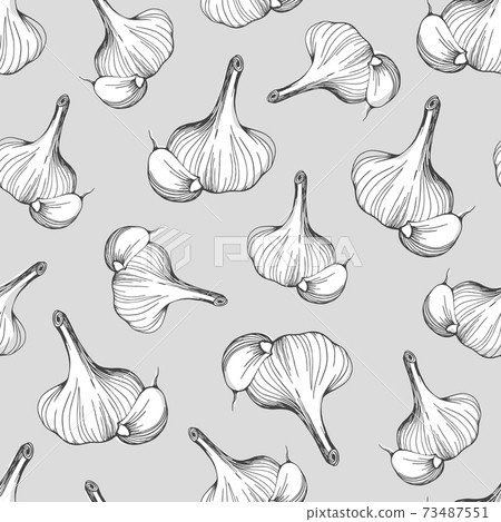 seamless pattern of garlic on a grey background seamless pattern of garlic on a grey background 73487551