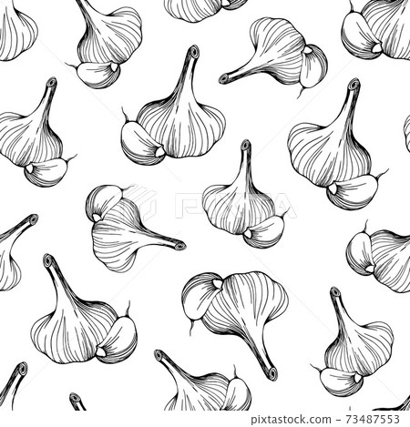 seamless pattern of garlic on a white background seamless pattern of garlic on a white background 73487553