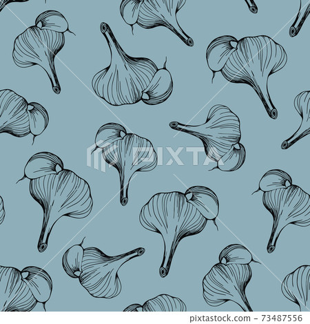 seamless pattern of garlic on a blue background seamless pattern of garlic on a blue background 73487556
