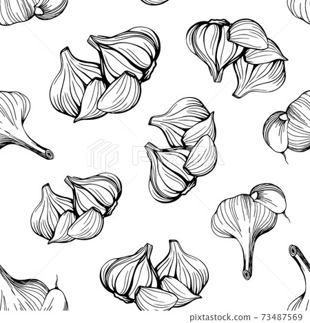 seamless pattern of garlic on a white background 73487569