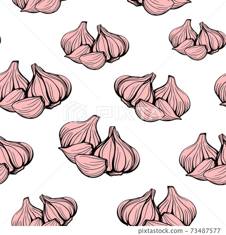 The trendy pattern of garlic in pop art style The trendy pattern of garlic in pop art style 73487577